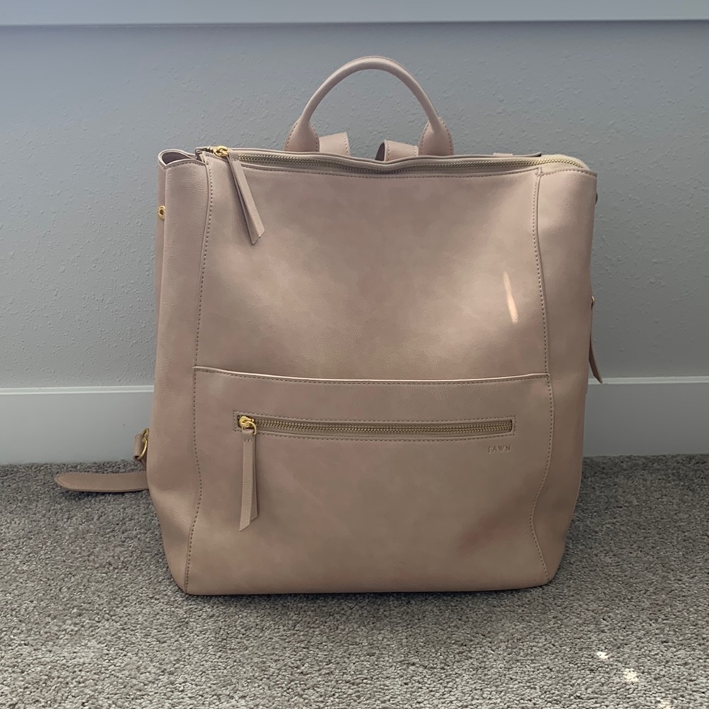 FAWN + Nordstrom square diaper bag beige